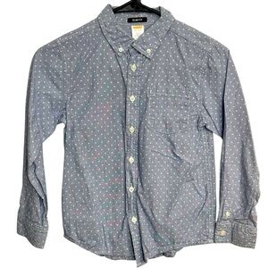 Gymboree Kids Blue Polka Dot Button‎ Down Shirt M7/8